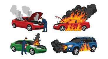 Dealing With Car Fires Safety Precautions Emergency Procedures and Prevention Tips Explained vector
