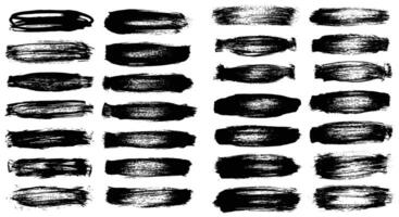 An Assortment of Black Brush Strokes Showcasing Textural Variations and Visual Painting Effects vector