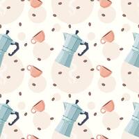 pattern geyser coffee maker with coffee mug for breakfast in soft tones vector