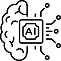 A trendy linear style icon showing ai thinking vector