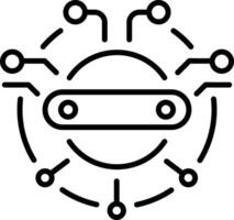 A linear style icon showing an ai orb vector