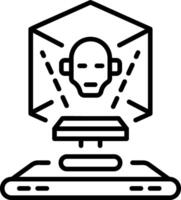 A line style icon showing a face hologram display vector