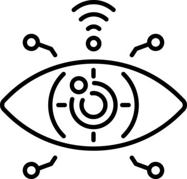 A linear style icon showing bionic eye vector