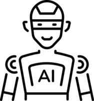 A line style icon representing futuristic robot vector