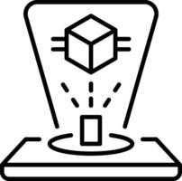 A linear style icon representing a digital hologram object vector