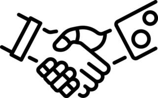 A linear icon representing a robot handshake vector