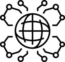 A line style icon showing a networking connection vector