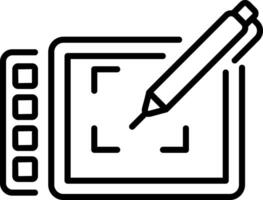 An outline icon showing a digital pen vector