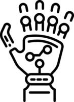 An outline style icon showing a robotic hand vector