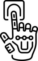 An outline style icon representing robot interaction vector