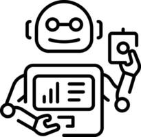 A line style icon representing a robot assistant vector