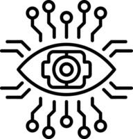 A line style icon depicting a robotic eye vector