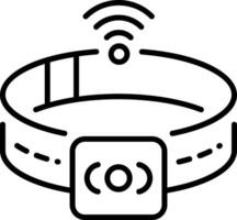 A line style icon showing a smart collar device vector