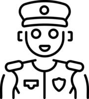 A linear icon showing robot police character vector