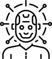 A linear style icon of a smiling robot vector