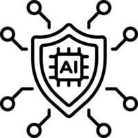 A linear style icon showing ai security vector