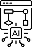 A line style icon showing an ai algorithm vector