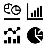 collection of black and white data chart icons vector