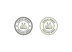 Garlic Essence. Vintage Organic Herb Logo Design vector