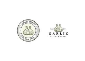 Garlic Herbs Badge Logo Design vector