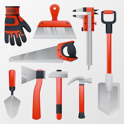 Construction Hand Tools Collection Design