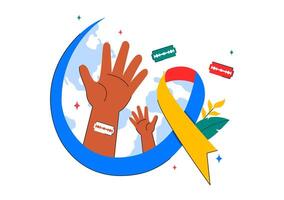 Illustration for World Suicide Prevention Day on September 10 with Rope and Hands Symbolizing Help and Support vector