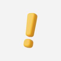 A 3D bright yellow exclamation mark symbolizing emphasis and alertness. vector