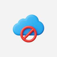 A blue cloud icon with a red prohibition symbol, highlighting a ban. vector