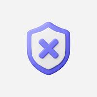 A 3D shield icon with a cross, symbolizing security and protection. vector