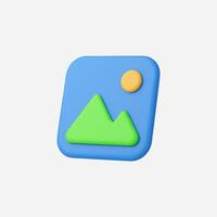 A colorful icon featuring mountains and a sun in a modern design. vector