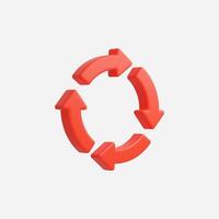 3D red circular arrows representing movement and flow. vector