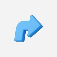 Stylish 3D blue arrow icon pointing right on a white background. vector