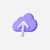 3d Realistic Purple Cloud upload icon Illustration vector