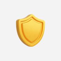 Bright yellow 3D shield icon representing security and protection. vector