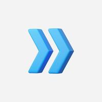 3d Realistic Blue Fast Forward icon vector