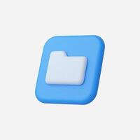 A modern 3D blue folder icon, symbolizing digital organization. vector