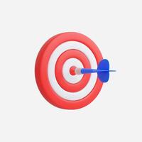 A 3D illustration of a colorful target bullseye with a dart. vector