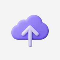 A modern purple cloud icon with an upward arrow symbolizing upload. vector