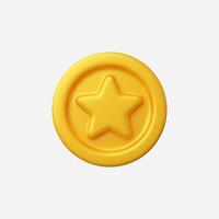 A glossy yellow coin with a star shape, symbolizing achievement and fun. vector