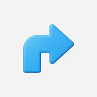 A modern blue arrow icon pointing to the right with a curved design. vector