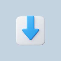 Modern download button with blue arrow on a light background. vector