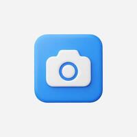 A simple blue camera icon on a clean white background. vector