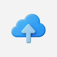 A blue cloud icon with an upward arrow symbolizing data upload. vector