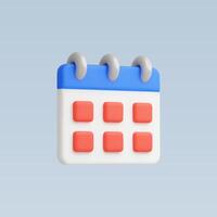 A modern, colorful 3D calendar icon with a minimal design. vector