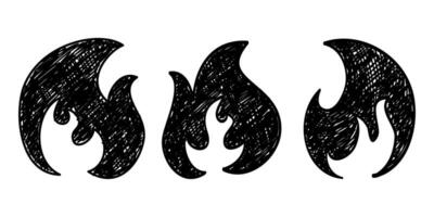 Hand drawn of Fire flame symbol. isolated on white background. doodle design element vector