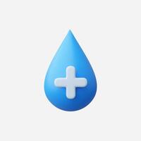 Simple blue water drop icon with a white health symbol. vector