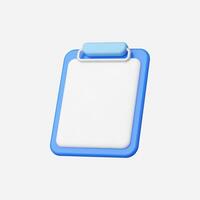 A blue and white clipboard with a blank surface for notes. vector