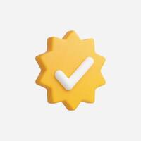A yellow badge with a white check mark, symbolizing approval. vector