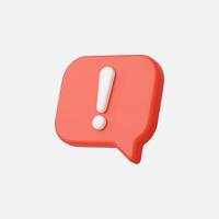 A vibrant red speech bubble with an exclamation mark symbol. vector