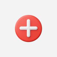 A vibrant red circular button with a white plus symbol. vector